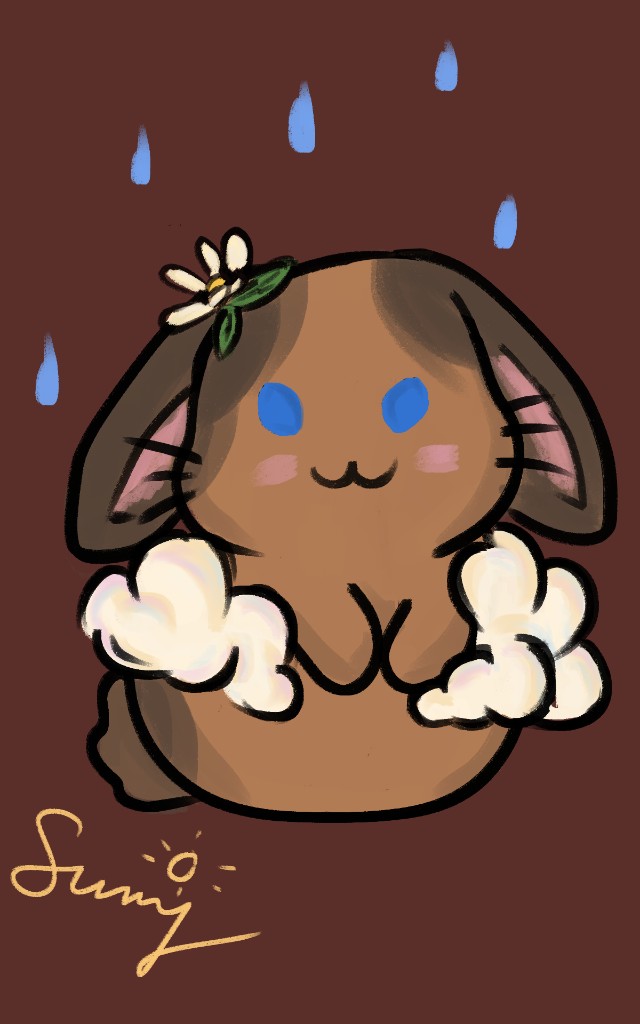 Scuffed bunny thank-you art for Sunny Lumiere